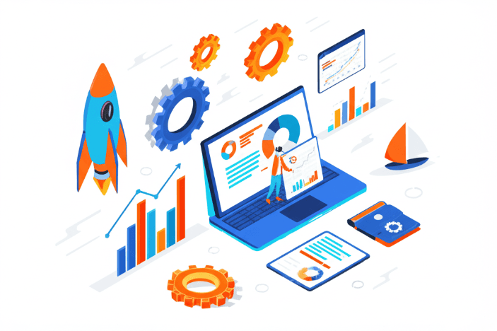 Software development process and methodology illustration showing our expert team at work